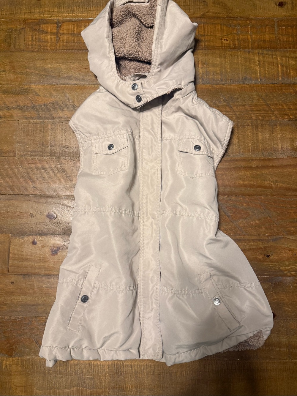 Sonoma Khaki Hooded Utility Cargo Vest Sherpa Lined - Women's XL